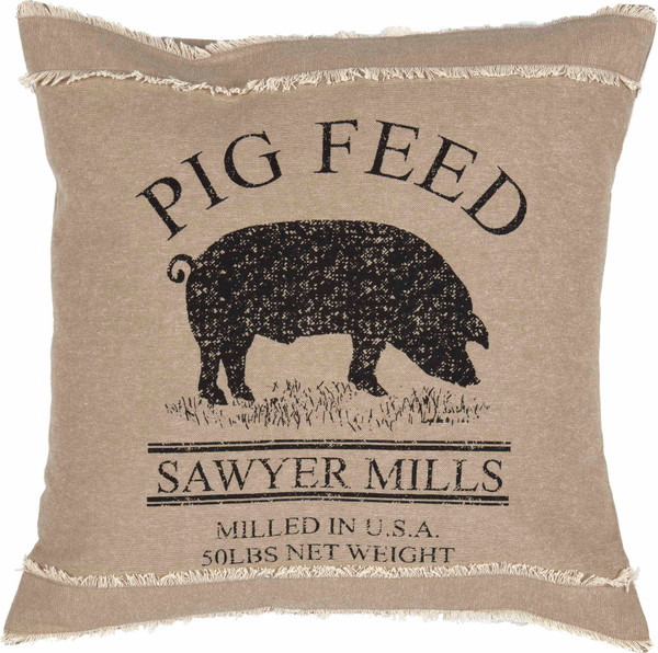 VHC Sawyer Mill Charcoal Pig Pillow 18X18 34383