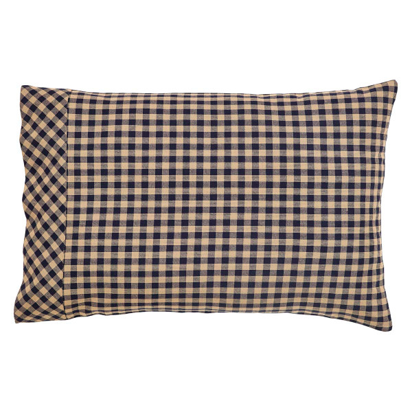 VHC Navy Check Standard Pillow Case Set Of 2 21X30 20165