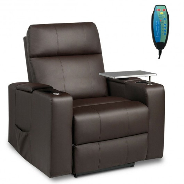HW63732CF Massage Recliner Chair Seating With Swivel Tray&Remote Control-Brown