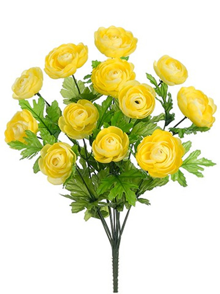 17.5" Ranunculus Bush X12 Yellow (Pack Of 12) FBR816-YE By Silk Flower
