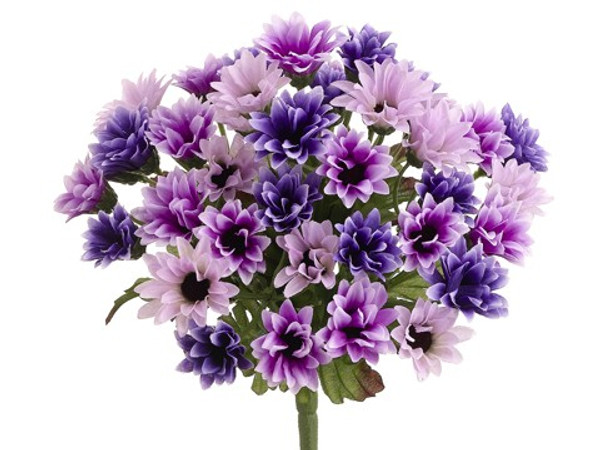 9" Mini Daisy Bush X7 Lavender Purple (Pack Of 24) FBD638-LV/PU By Silk Flower