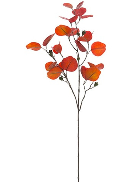 33" Eucalyptus Spray With Pod Dark Red (Pack Of 12) PSE333-RE/DK By Silk Flower