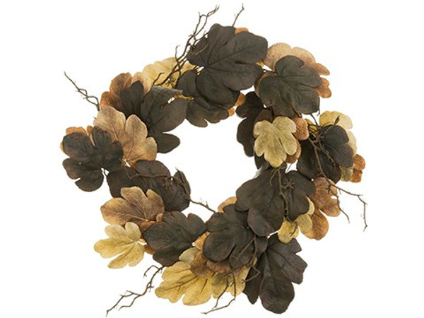 30" Fig Leaf Wreath Brown Beige (Pack Of 4) PWF397-BR/BE By Silk Flower