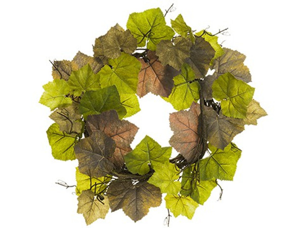 24" Grape Leaf Wreath Green Rust PWG223-GR/RU By Silk Flower