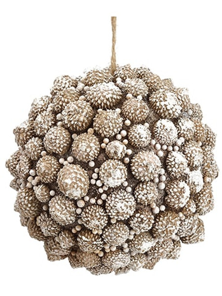 5.5" Acorn Ball Ornament Beige Whitewashed (Pack Of 12) XM0058-BE/WW By Silk Flower