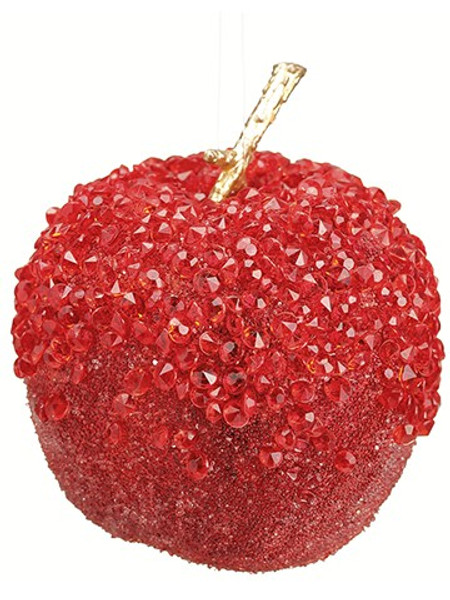 5" Beaded Apple Ornament Red (Pack Of 6) XM7971-RE By Silk Flower