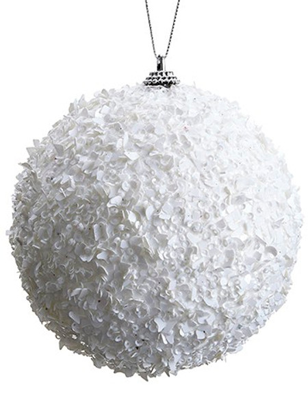 4.75" Sequin Ball Ornament White 8 Pieces XN5047-WH By Silk Flower