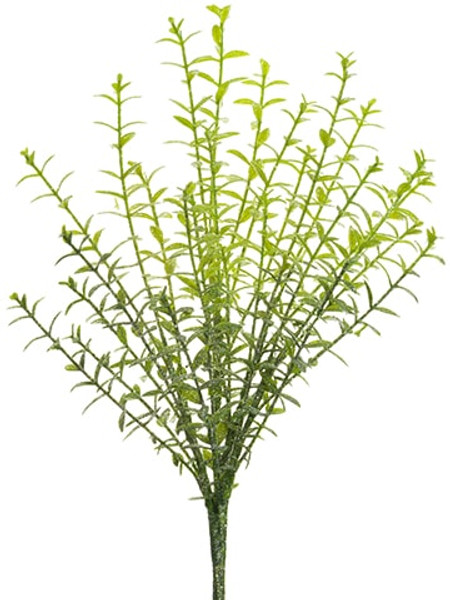 15" Glittered Tea Leaf Bush X5 Green (Pack Of 12) XAB106-GR By Silk Flower