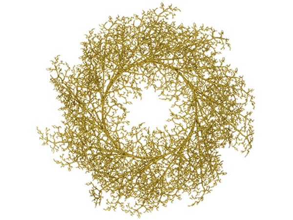 24" Glittered Plastic Twig Wreath Gold (Pack Of 4) XAW817-GO By Silk Flower