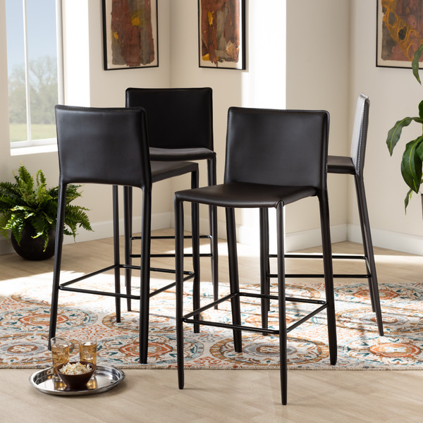 Malcom Modern And Contemporary Brown Faux Leather Upholstered 4-Piece Bar Stool BA-4-Brown-BS