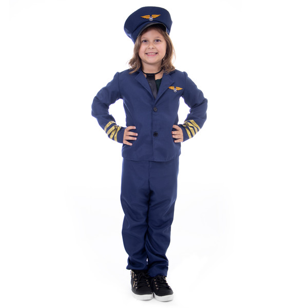 Brybelly MCOS-436YS Airline Pilot Halloween Costume - Kids Unisex, Small