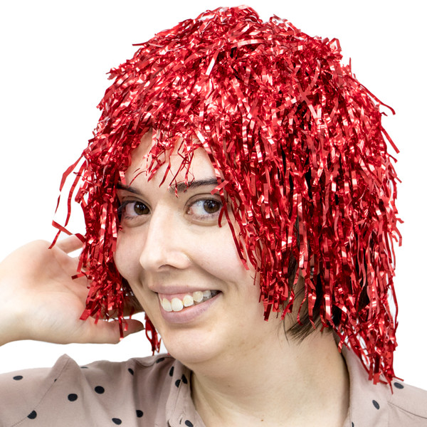 Brybelly MPHT-103 Tinsel Wigs 6-Pack, Red