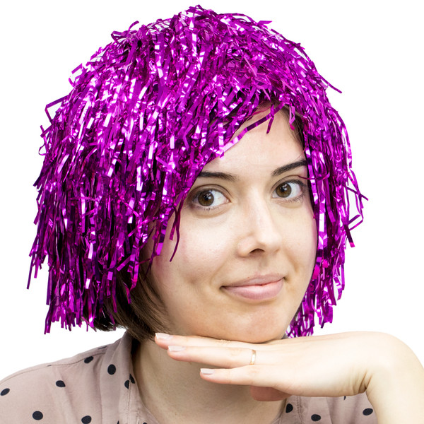 Brybelly MPHT-106 Tinsel Wigs 6-Pack, Pink