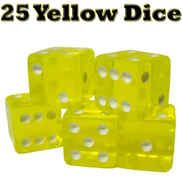 Brybelly GDIC-004*25 25 Yellow Dice - 16 Mm