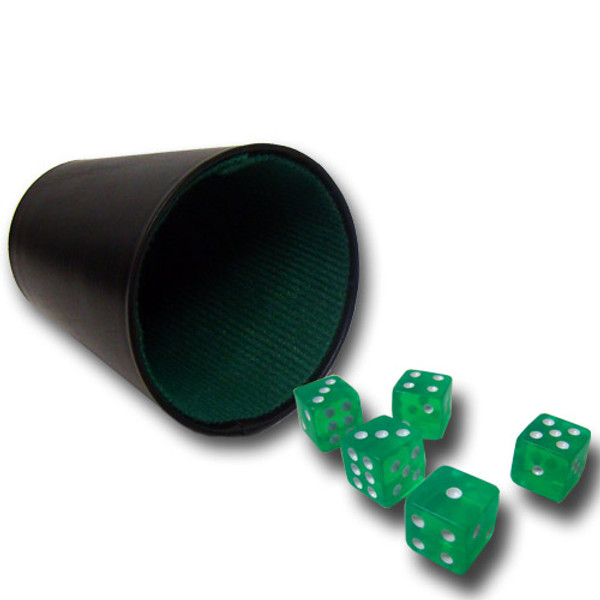 Brybelly GDIC-002*5.301 5 Green 16Mm Dice With Plastic Cup
