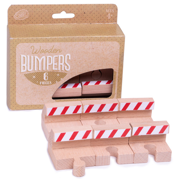 Brybelly TCON-16 Wooden Train Track Bumpers, 6-Pack