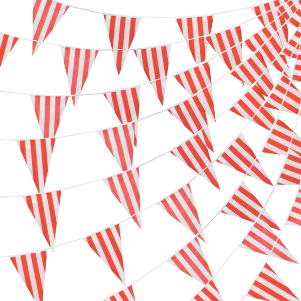 Brybelly MPAR-104 100 Foot Pennant Banner, Red & White Stripe