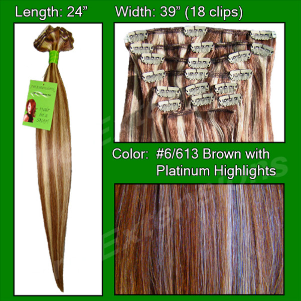Brybelly PRRM-24-6613 #6/613 Chestnut Brown W/ Platinum Highlights - 24 Inch Remy