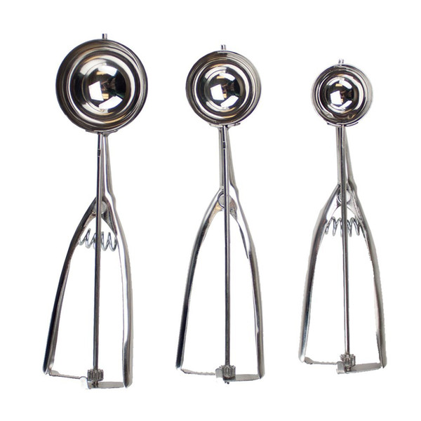 Brybelly KICE-201 3 Pack Stainless Steel Mechanical Ice Cream Scoops