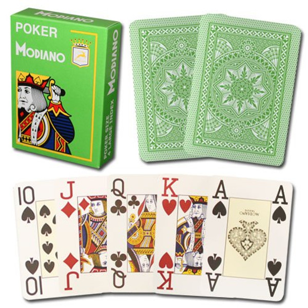 Brybelly GMOD-814 Modiano Cristallo Poker Size, 4 Pip Jumbo Light Green