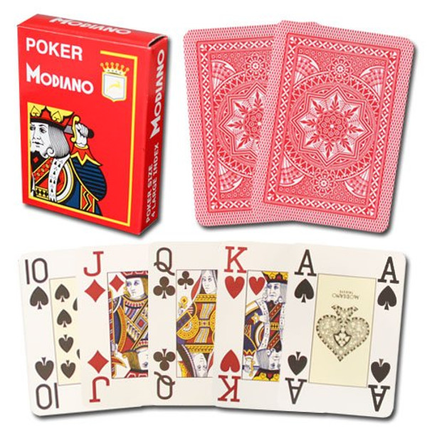 Brybelly GMOD-819 Modiano Cristallo Poker Size, 4 Pip Jumbo Red