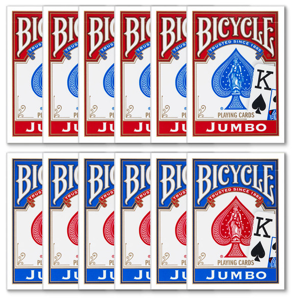 Brybelly GUSP-003*6.004*6 12 Bicycle Poker Size Jumbo Index -Red/Blue