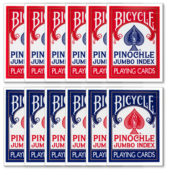 Brybelly GUSP-011*6.012*6 12 Decks Of Bicycle Pinochle Jumbo Red & Blue