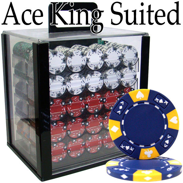 Brybelly CSAK-1000AC Pre-Pack - 1000 Ct Ace King Suited Chip Set Acrylic Case