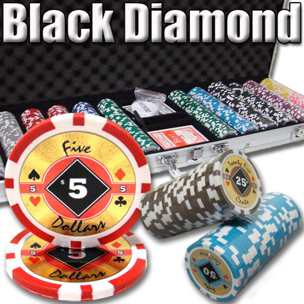Brybelly CSBD-600AL 600 Ct. Black Diamond Poker Chip 14 Gram - 9 Denominations