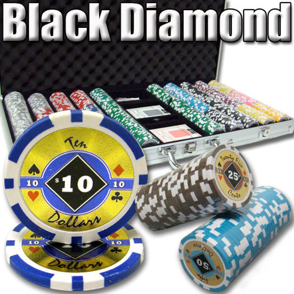 Brybelly CSBD-750AL 750 Ct. Black Diamond Poker Chip 14 Gram - 9 Denominations