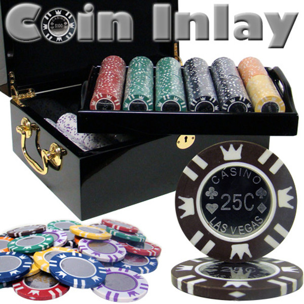 Brybelly CSCI-500M 500 Ct Mahogany Set Pre-Packaged - Coin Inlay 15 Gram Chips