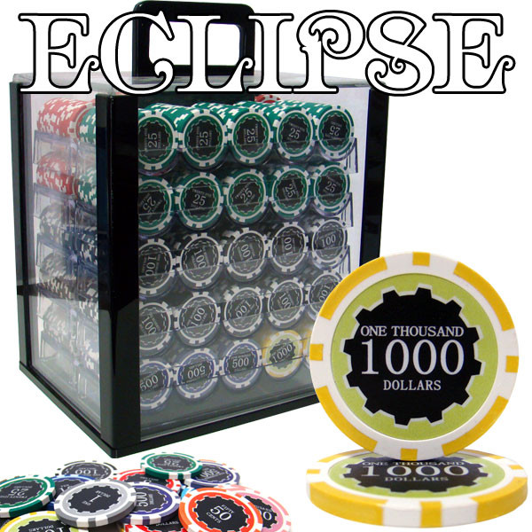 Brybelly CSEC-1000AC 1,000 Ct Pre-Packaged Eclipse 14 Gram Chip Set - Acrylic