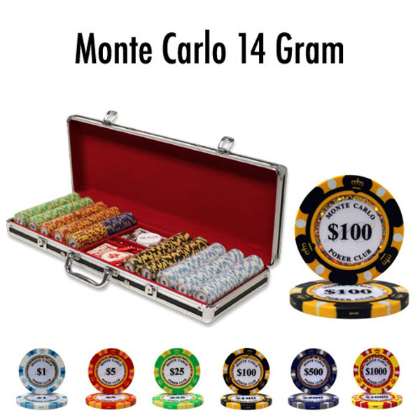 Brybelly CSMC-500B 500 Ct - Pre-Packaged - Monte Carlo 14 G - Black Aluminum