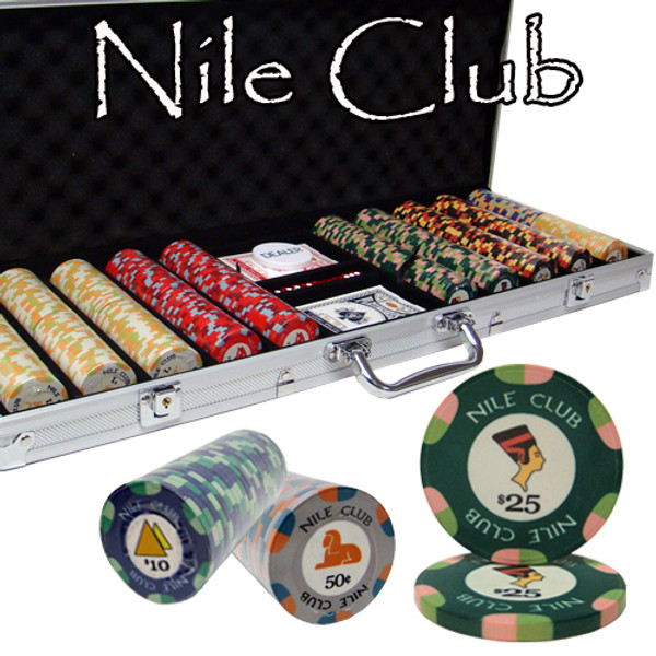 Brybelly CSNI-500AL 500 Ct Standard Breakout Nile Club Chip Set - Aluminum Case