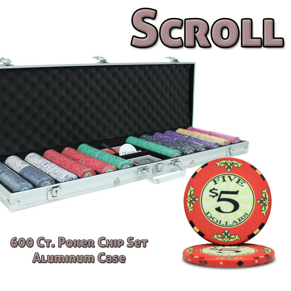 Brybelly CSSC-600AL 600 Ct Standard Breakout Scroll Chip Set - Aluminum Case