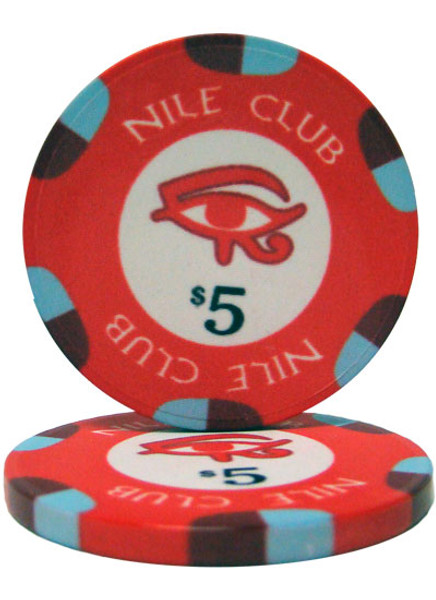 Brybelly $5 Nile Club 10 Gram Ceramic Poker Chip (25 Pack) CPNI-$5*25