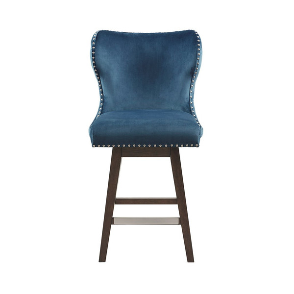 Hancock High Wingback Button Tufted Upholstered 27" Swivel Counter Stool With Nailhead Accent MP104-1047