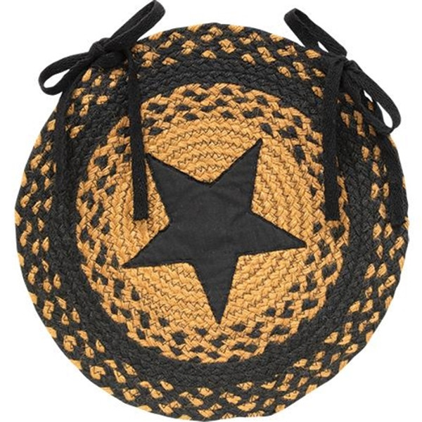 Black Star Braided Chair Pad G01869 By CWI Gifts