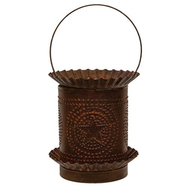 Rusty Jumbo Wax Melter W/Punched Stars G02615 By CWI Gifts