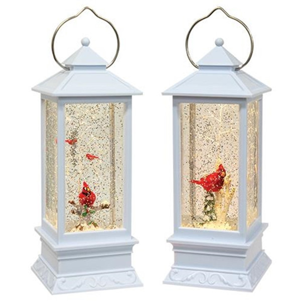 Lighted Cardinal Water Snow Scene - 2 Assorted (Pack Of 2) G2359090 By CWI Gifts