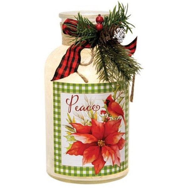 Lighted Frosted Glass Poinsettia Bottle - 2 Assorted (Pack Of 2) G2530230 By CWI Gifts