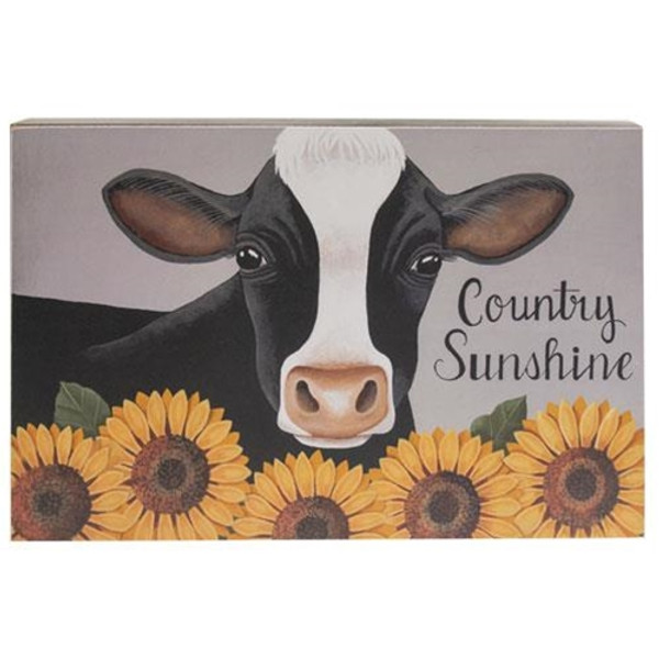 *Cow & Sunflowers Country Sunshine Box Sign G35372 By CWI Gifts