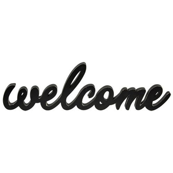 *Hanging Black Script Welcome Sign G35424 By CWI Gifts