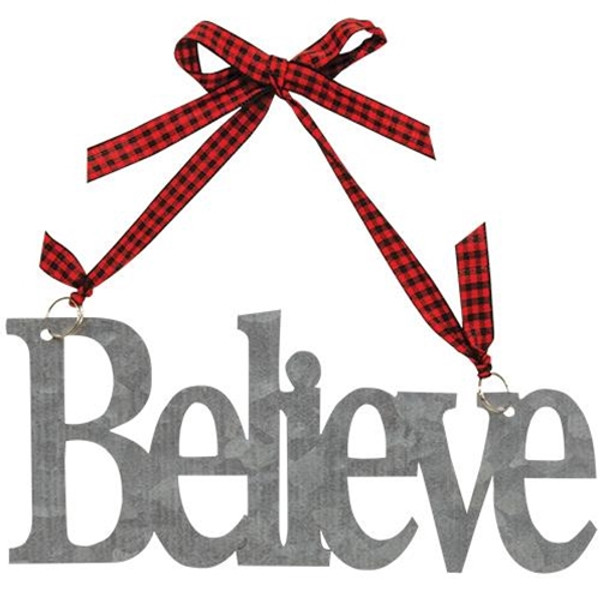 Galvanized Merry/Believe Ornament 2 Asstd. GHY02714 By CWI Gifts