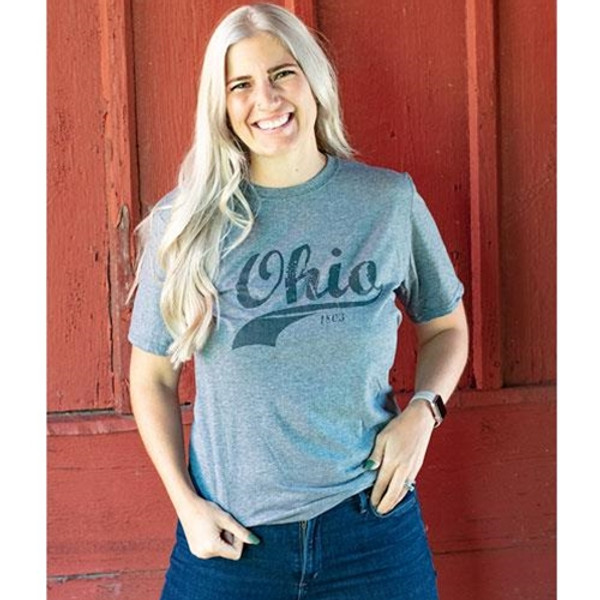 Ohio Swoosh T-Shirt Heather Graphite Medium GL62M By CWI Gifts