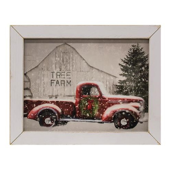 Tree Farm Print White Wash Frame GLD1021A By CWI Gifts