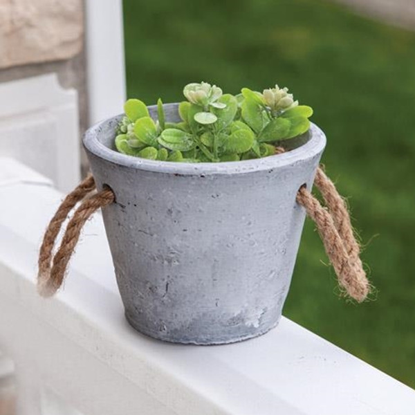 Medium Cement Planter With Jute Handles GQX1910035 By CWI Gifts