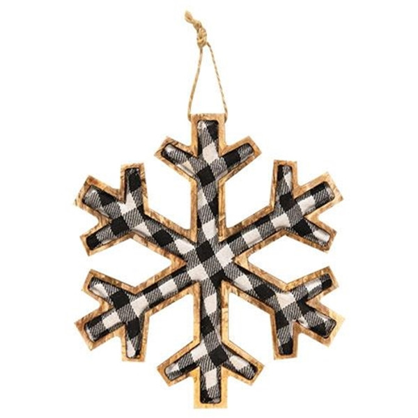 *Black & White Plaid Snowflake Ornament Large GRJA2755 By CWI Gifts