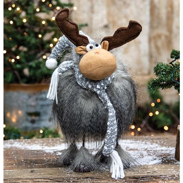Large Plush Furry Wobble Moose W/Gray Hat GZOE2604 By CWI Gifts