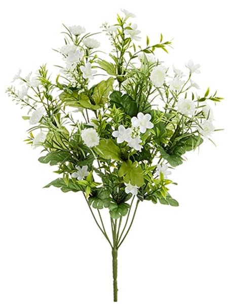 18.5" Wild Flower Mixed Bush X10 White (Pack Of 12) FBX246-WH By Silk Flower